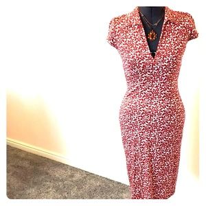 Red & Ivory Patterned Knit Dress